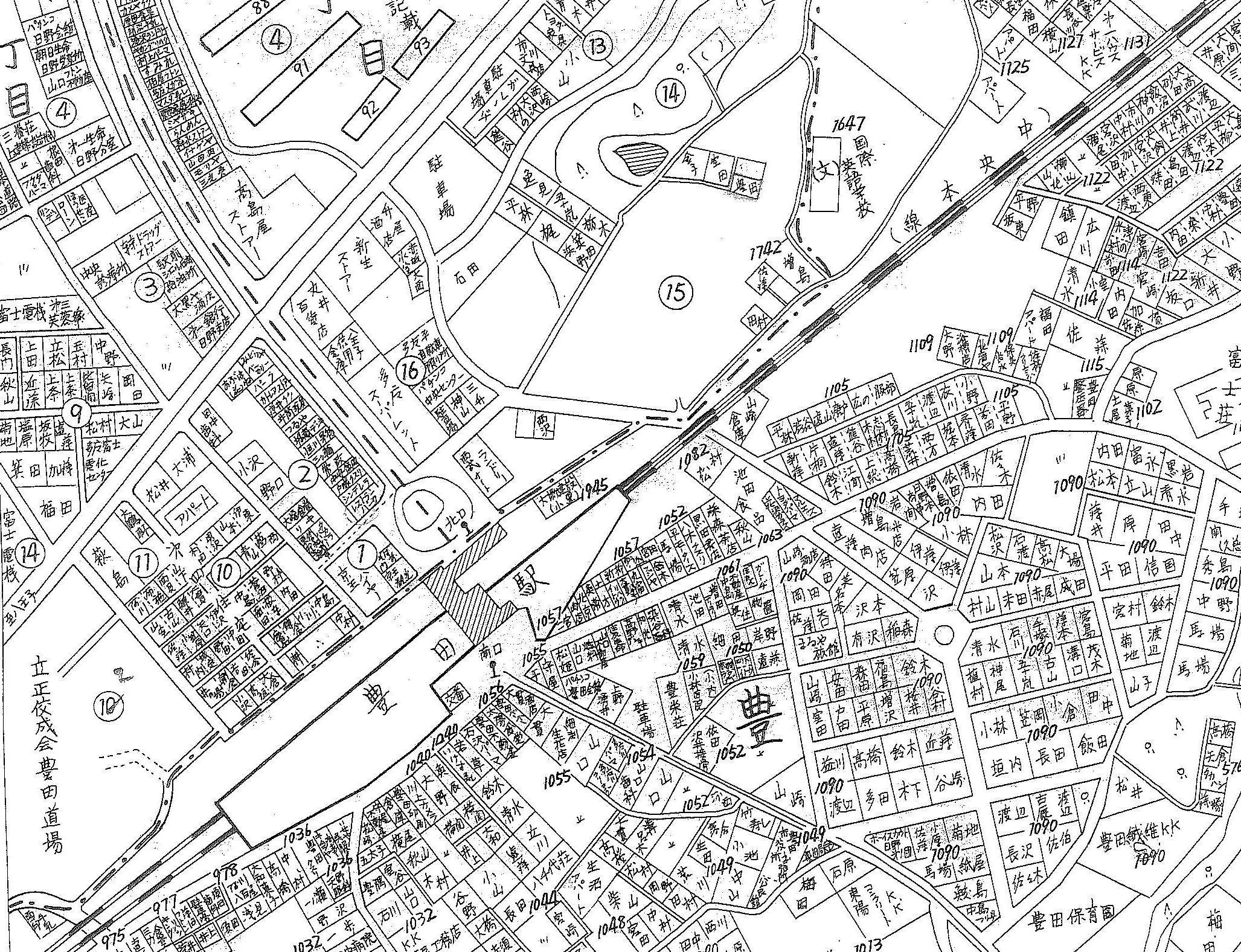 1970年頃の豊田駅前詳細地図
